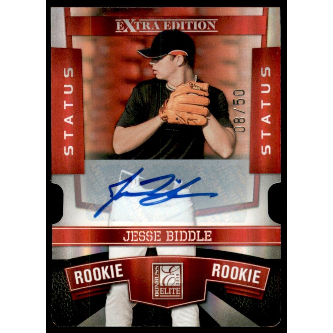 2010 Donruss Elite Extra Edition Signature Status #108 Jesse Biddle. rookie card picture