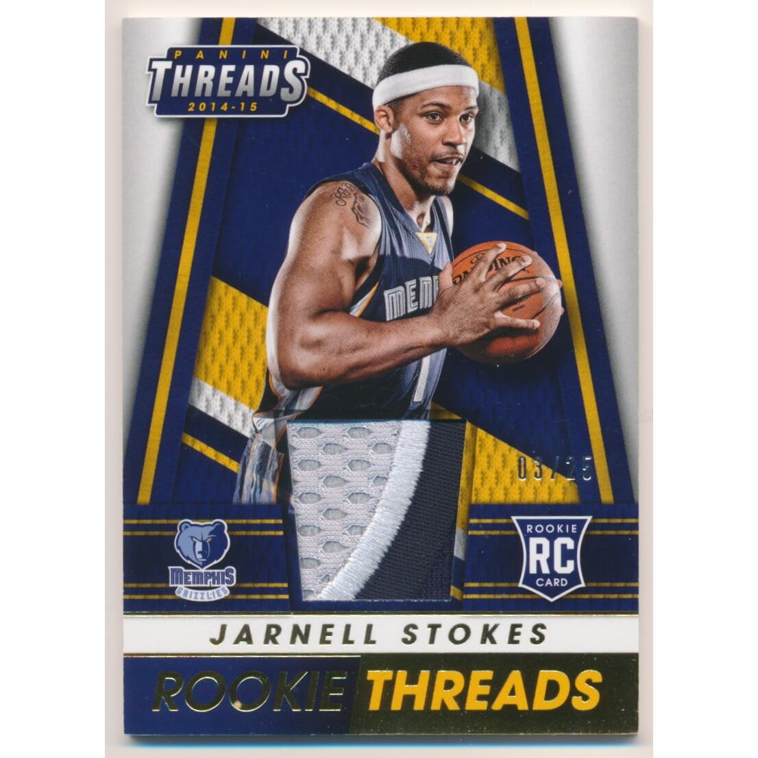 2014-15 Panini Threads Rookie Threads Prime #3 Jarnell Stokes. rookie card picture