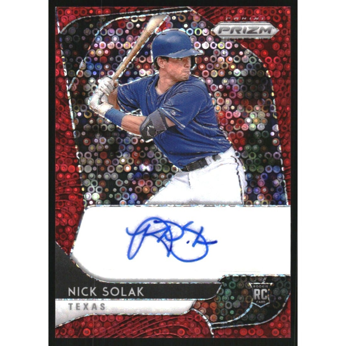 2020 Panini Prizm Rookie Autographs Prizms Red Donut Circles #55 Nick Solak/35. rookie card picture