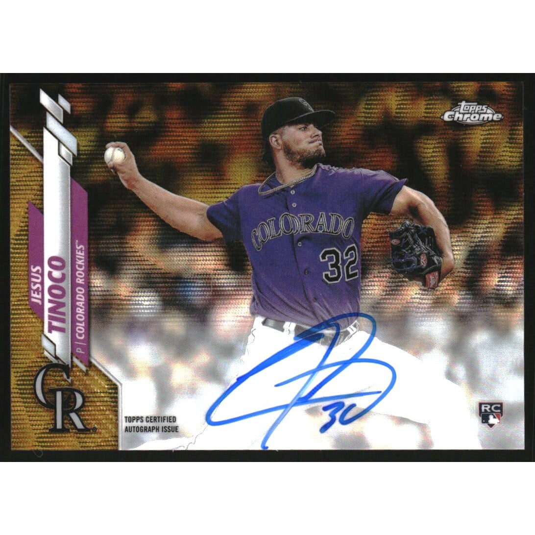 2020 Topps Chrome Rookie Autographs Gold Wave Refractors #RAJT Jesus Tinoco. rookie card picture