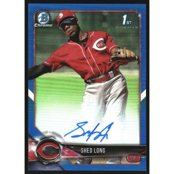 2018 Bowman Chrome Prospect Autographs Blue Refractors #CPASL Shed Long