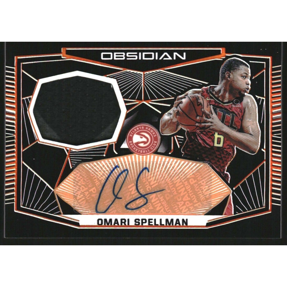 2018-19 Panini Obsidian Rookie Jersey Autographs Electric Etch Orange #30 Omari Spellman/50. rookie card picture