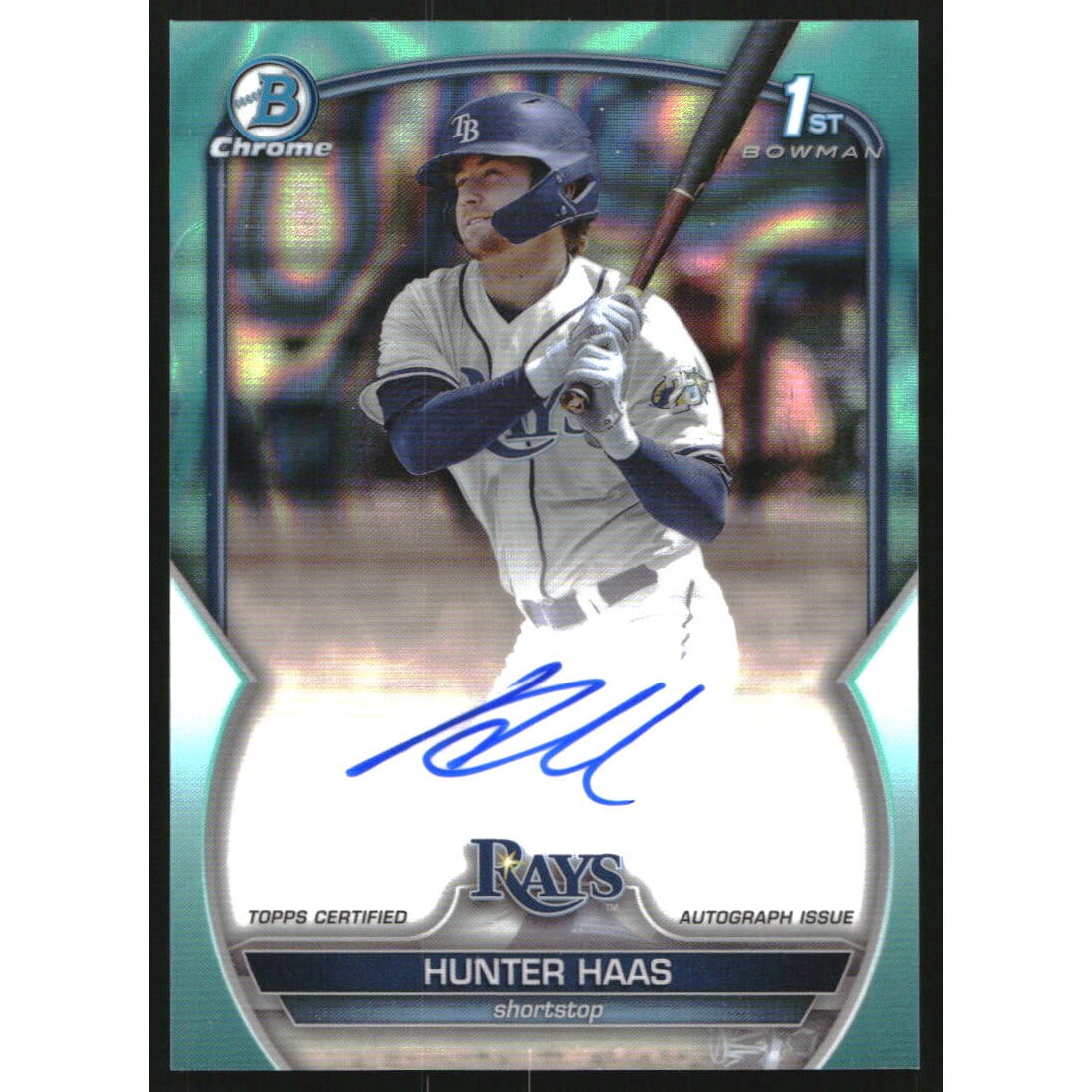 2023 Bowman Chrome Draft Autographs Aqua Lava Refractors #CDAHHA Hunter Haas. rookie card picture