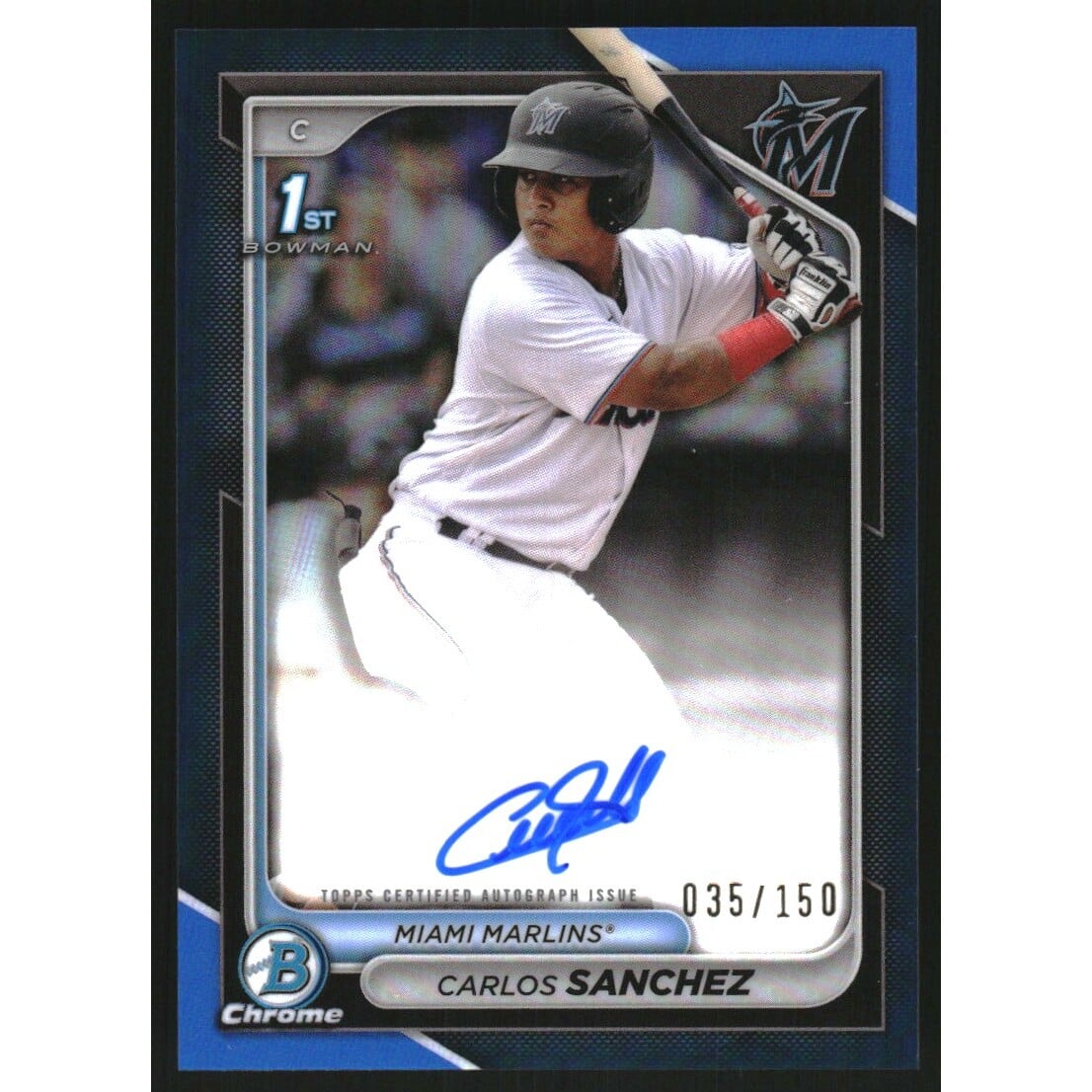 2024 Bowman Chrome Prospect Autographs Blue Refractors #CPACS Carlos Sanchez. rookie card picture