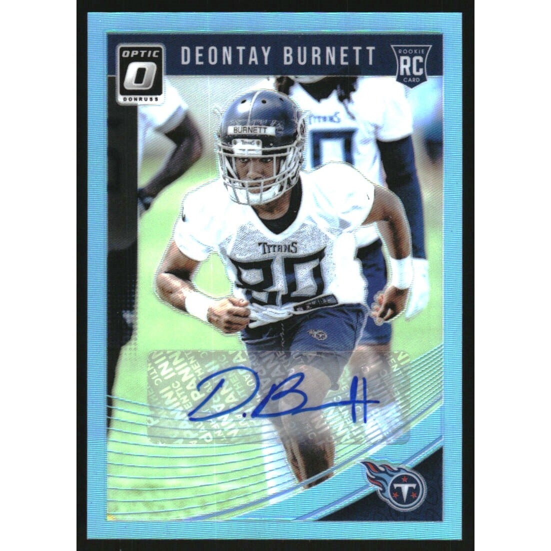 2018 Donruss Optic Rookie Autographs Blue #144 Deontay Burnett. rookie card picture