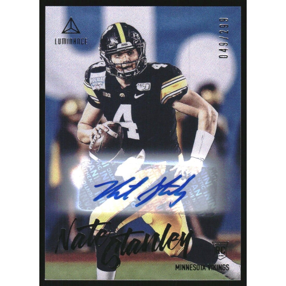 2020 Panini Luminance Rookie Luminance Autographs #169 Nate Stanley/299. rookie card picture