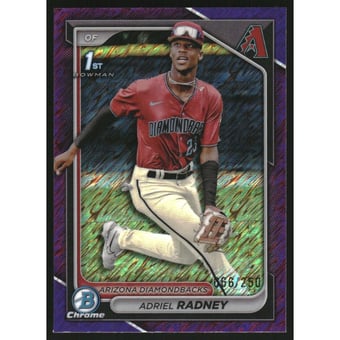 2024 Bowman Chrome Prospects Purple Shimmer Refractors #BCP191 Adriel Radney