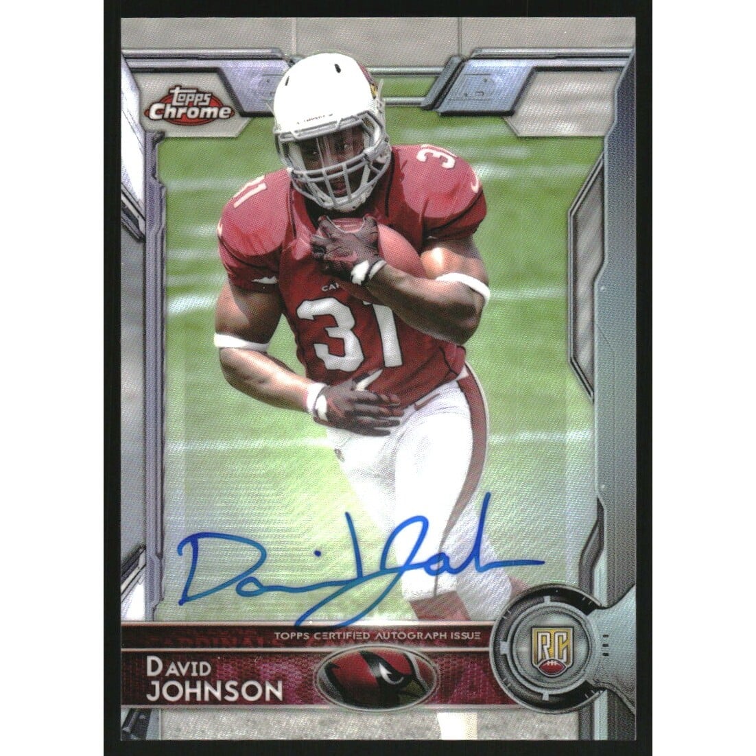 2015 Topps Chrome Rookie Autographs Refractors #177 David Johnson. rookie card picture