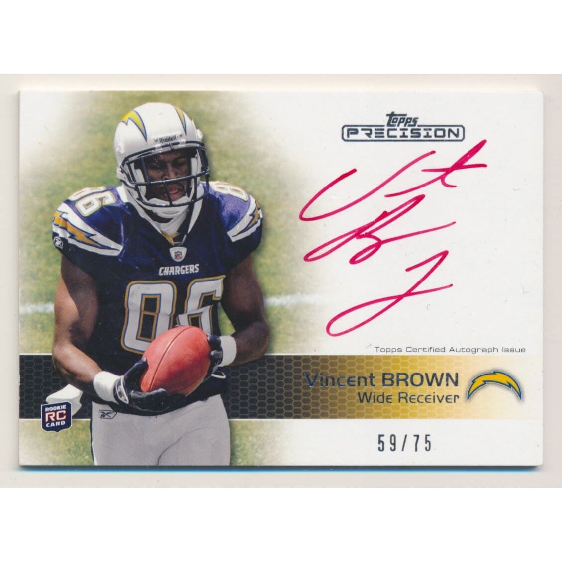 2011 Topps Precision Rookie Autographs Red Ink #131 Vincent Brown. rookie card picture