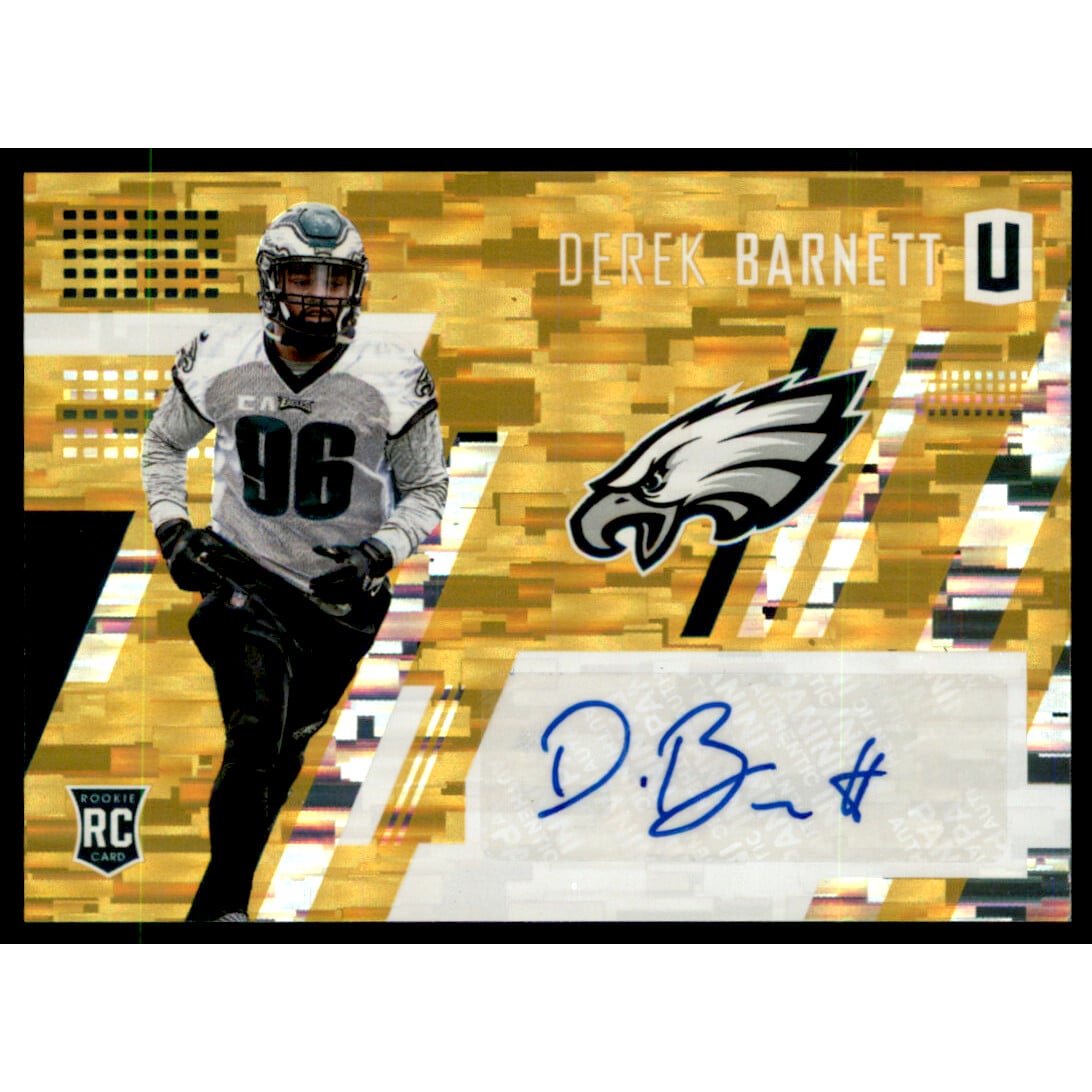 2017 Panini Unparalleled Rookie Autographs Yellow #238 Derek Barnett/149. rookie card picture