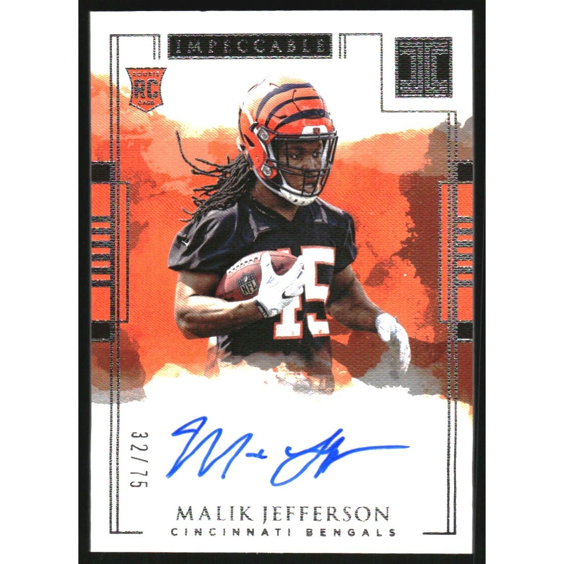 2018 Panini Impeccable #161 Malik Jefferson AU RC. rookie card picture