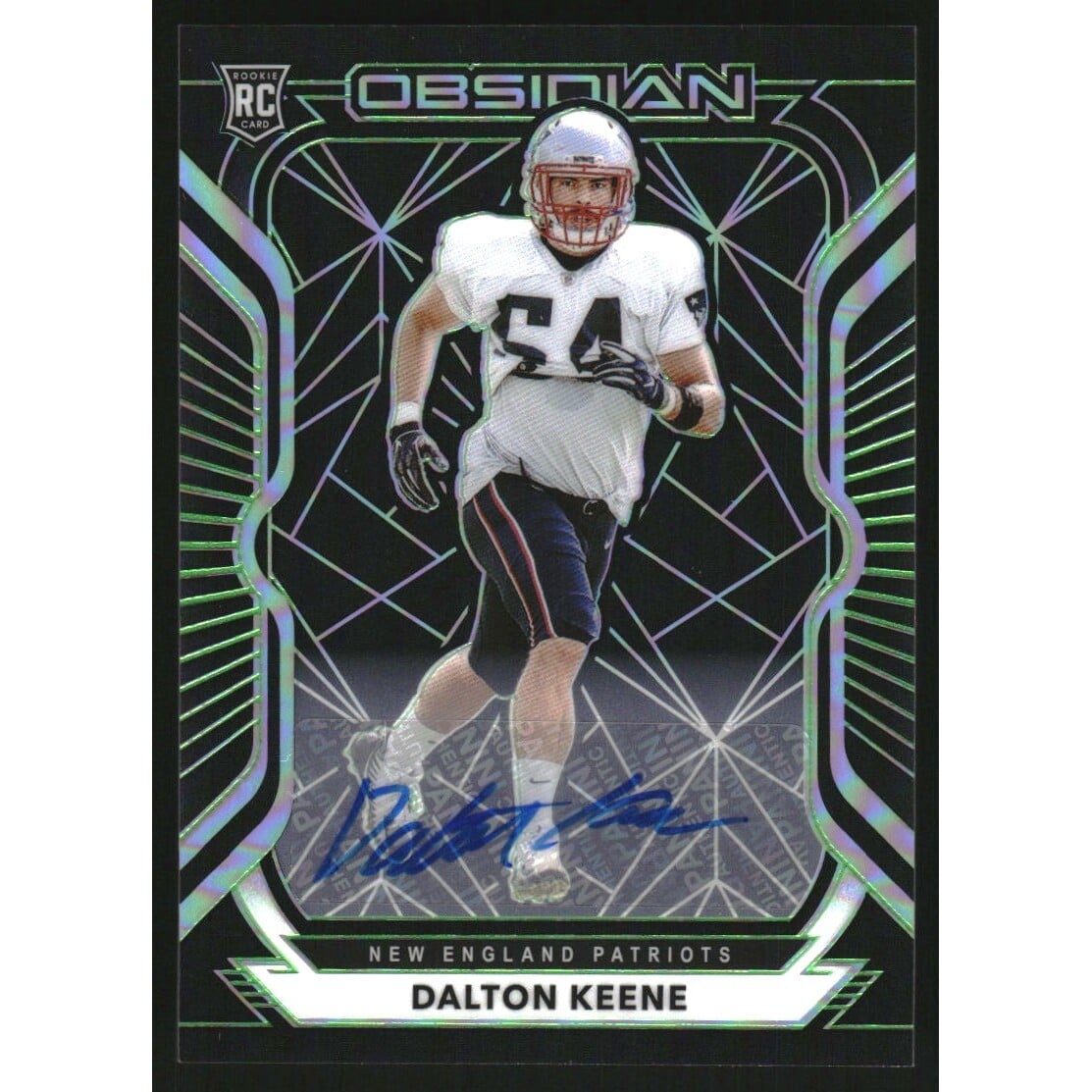 2020 Panini Obsidian Rookie Autographs Electric Etch Green #182 Dalton Keene/50. rookie card picture