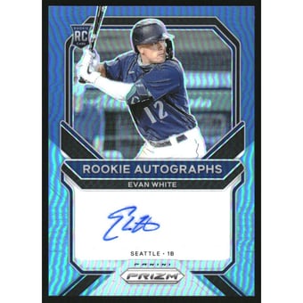 2021 Panini Prizm Rookie Autographs Prizms Navy Blue Carolina Blue #31 Evan White/25