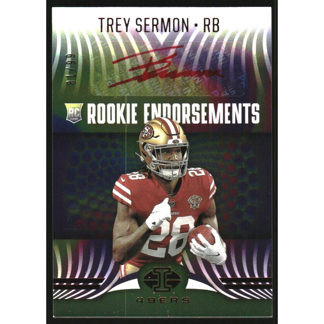 2021 Panini Illusions Rookie Endorsements Red #24 Trey Sermon/99. rookie card picture