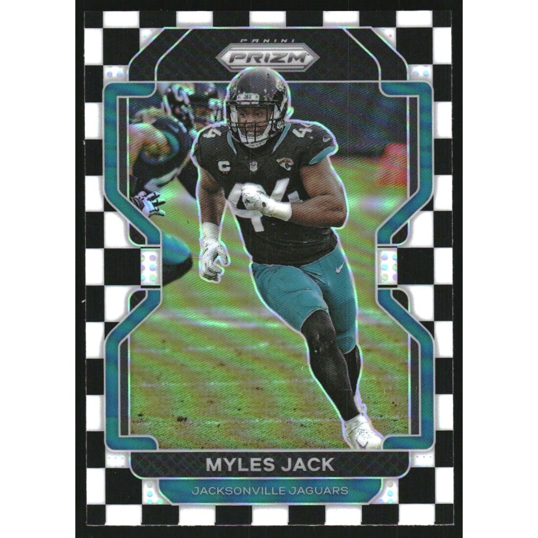2021 Panini Prizm Prizms Black and White Checker #16 Myles Jack. rookie card picture