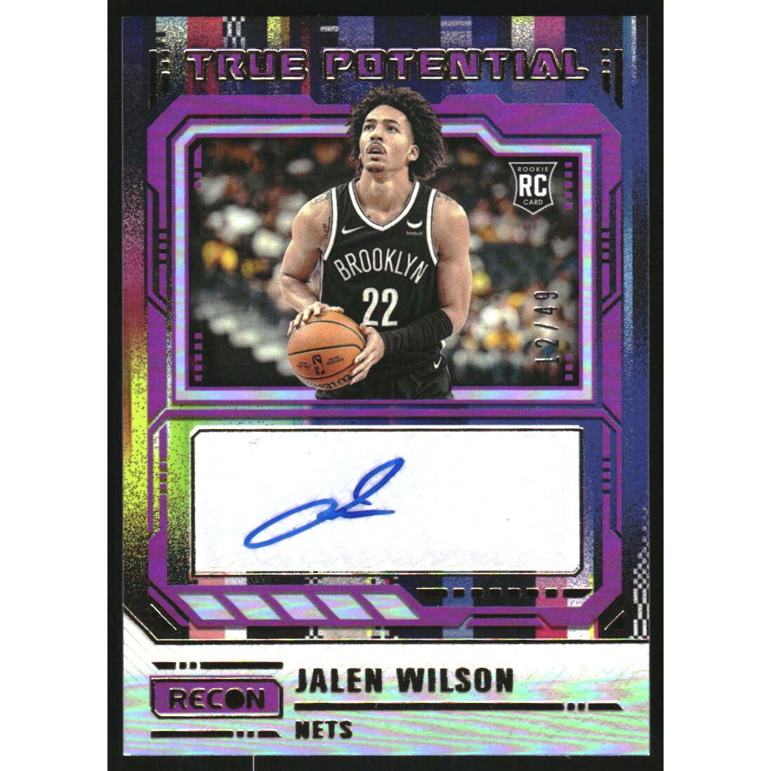 2023-24 Panini Recon True Potential Signatures Purple #2 Jalen Wilson/49. rookie card picture