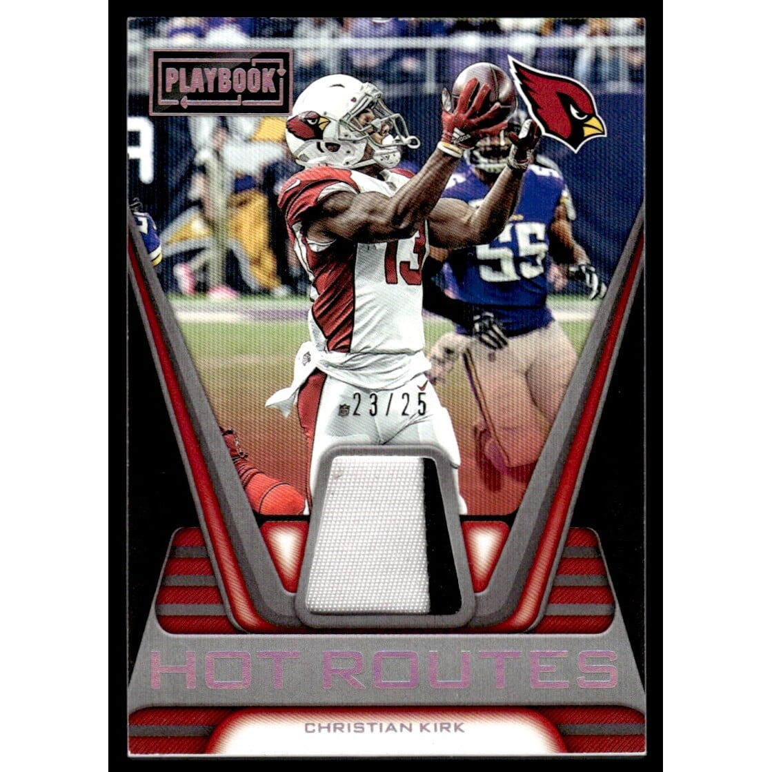 2019 Panini Playbook Hot Routes Jerseys Premium #28 Christian Kirk. rookie card picture