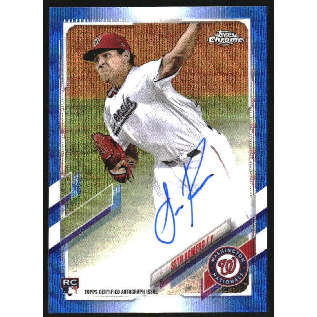 2021 Topps Chrome Rookie Autographs Blue Refractors #RASR Seth Romero. rookie card picture