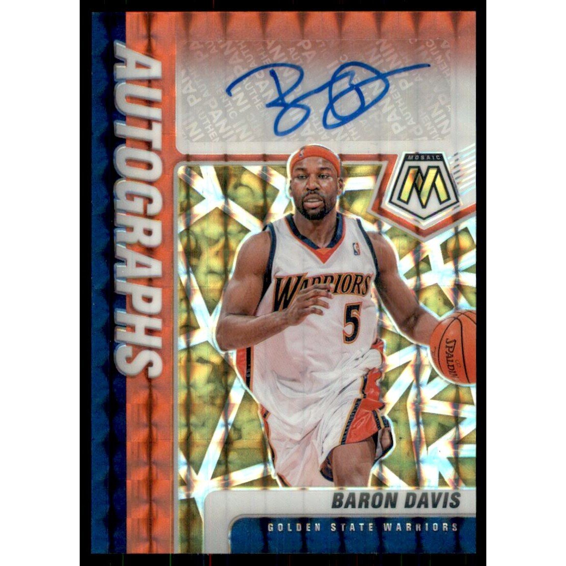 2020-21 Panini Mosaic Autographs Mosaic Choice Fusion Red and Yellow #29 Baron Davis. rookie card picture