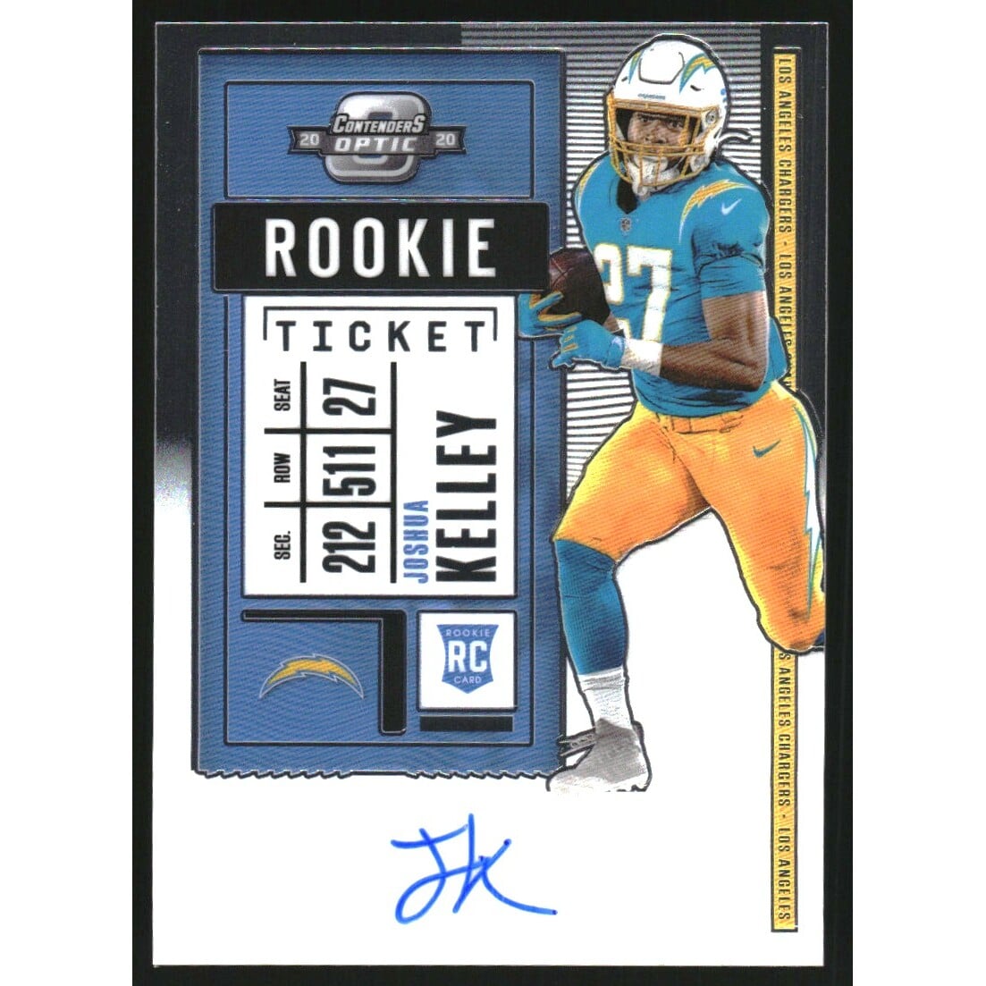 2020 Panini Contenders Optic #134 Joshua Kelley AU. rookie card picture