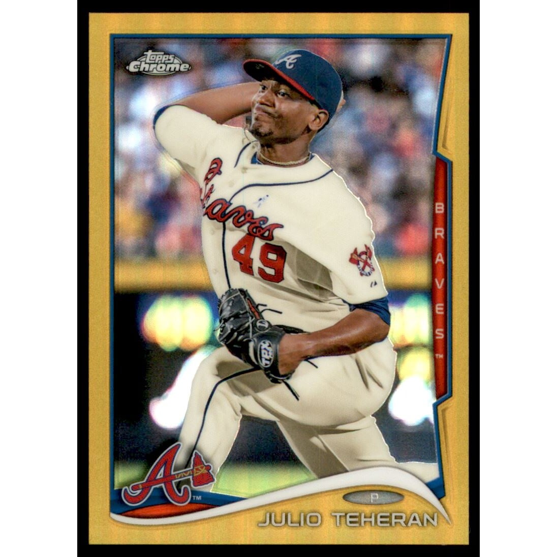 2014 Topps Chrome Gold Refractors #194 Julio Teheran. rookie card picture