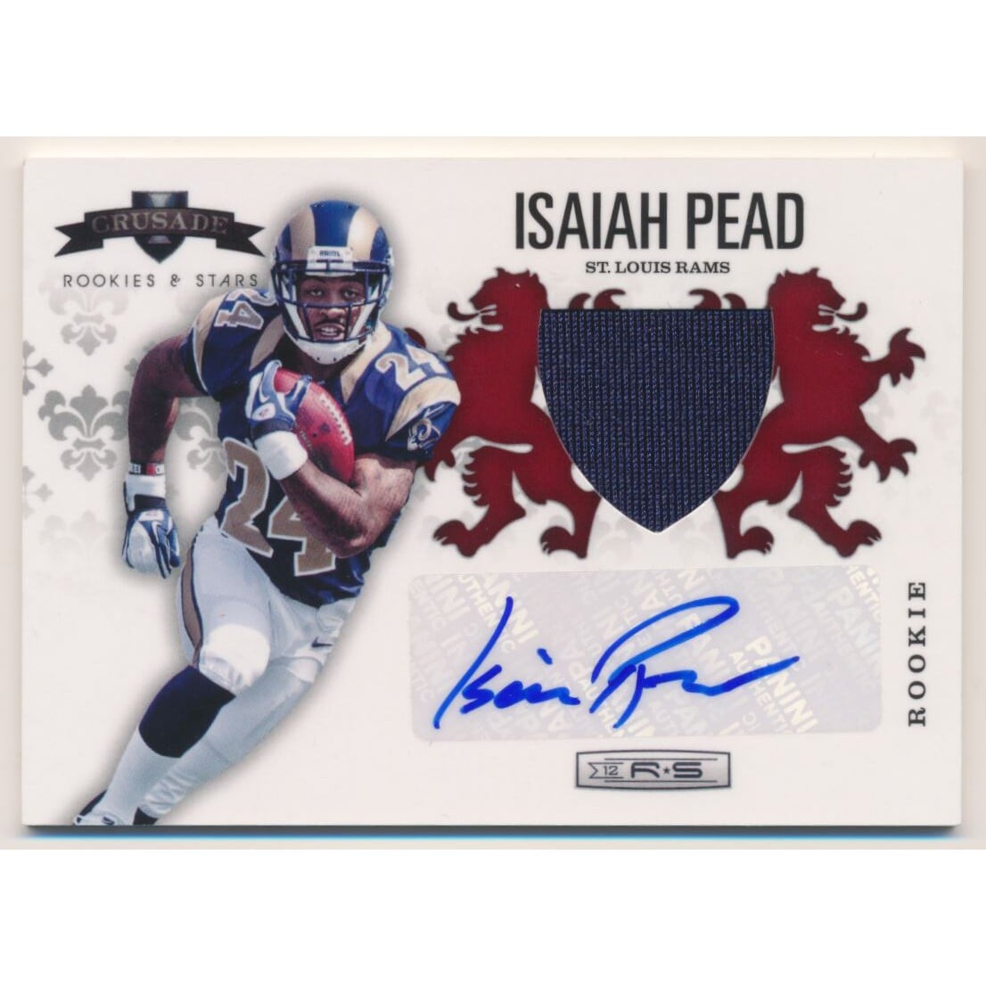 2012 Rookies and Stars Rookie Crusade Materials Autographs Red #30 Isaiah Pead