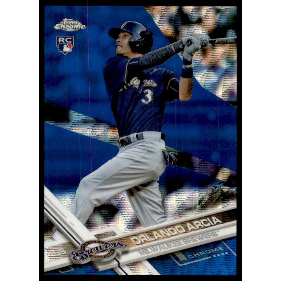 2017 Topps Chrome Blue Wave Refractors #73 Orlando Arcia. rookie card picture