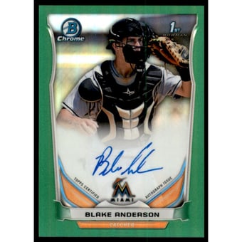 2014 Bowman Chrome Draft Draft Pick Autographs Green Refractors #BCABAN Blake Anderson