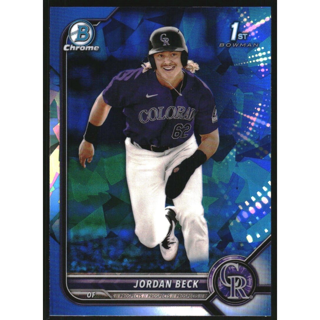 2022 Bowman Chrome Draft Sapphire #BDC34 Jordan Beck. rookie card picture