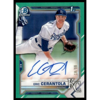 2021 Bowman Chrome Draft Autographs Green Refractors #CDAEC Eric Cerantola