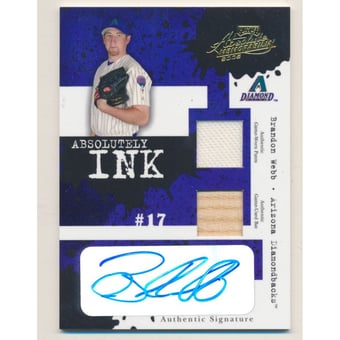 2005 Absolute Memorabilia Absolutely Ink Swatch Double #AI108 Brandon Webb B-P/50
