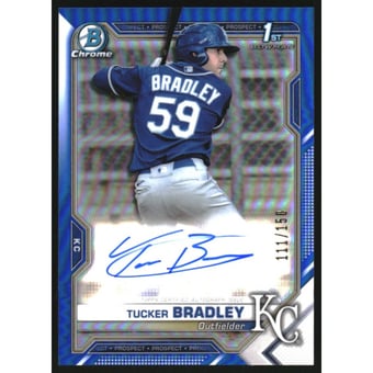 2021 Bowman Chrome Prospect Autographs Blue Refractors #CPATB Tucker Bradley