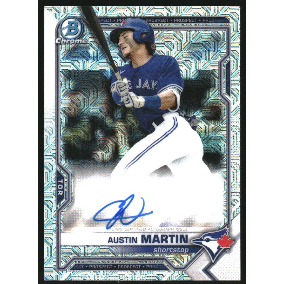 2021 Bowman Chrome Mega Box Prospect Autograph Refractors #BMAAM Austin Martin. rookie card picture
