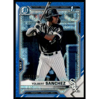 2021 Bowman Chrome Mega Box Prospects Blue Refractors #BCP40 Yolbert Sanchez