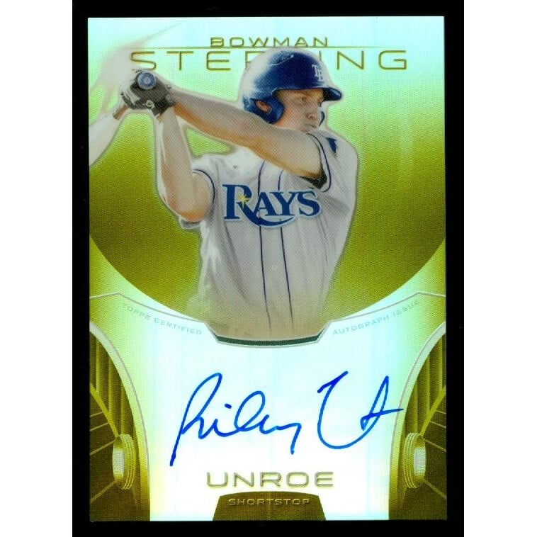 2013 Bowman Sterling Prospect Autographs Gold Refractors #RU Riley Unroe. rookie card picture