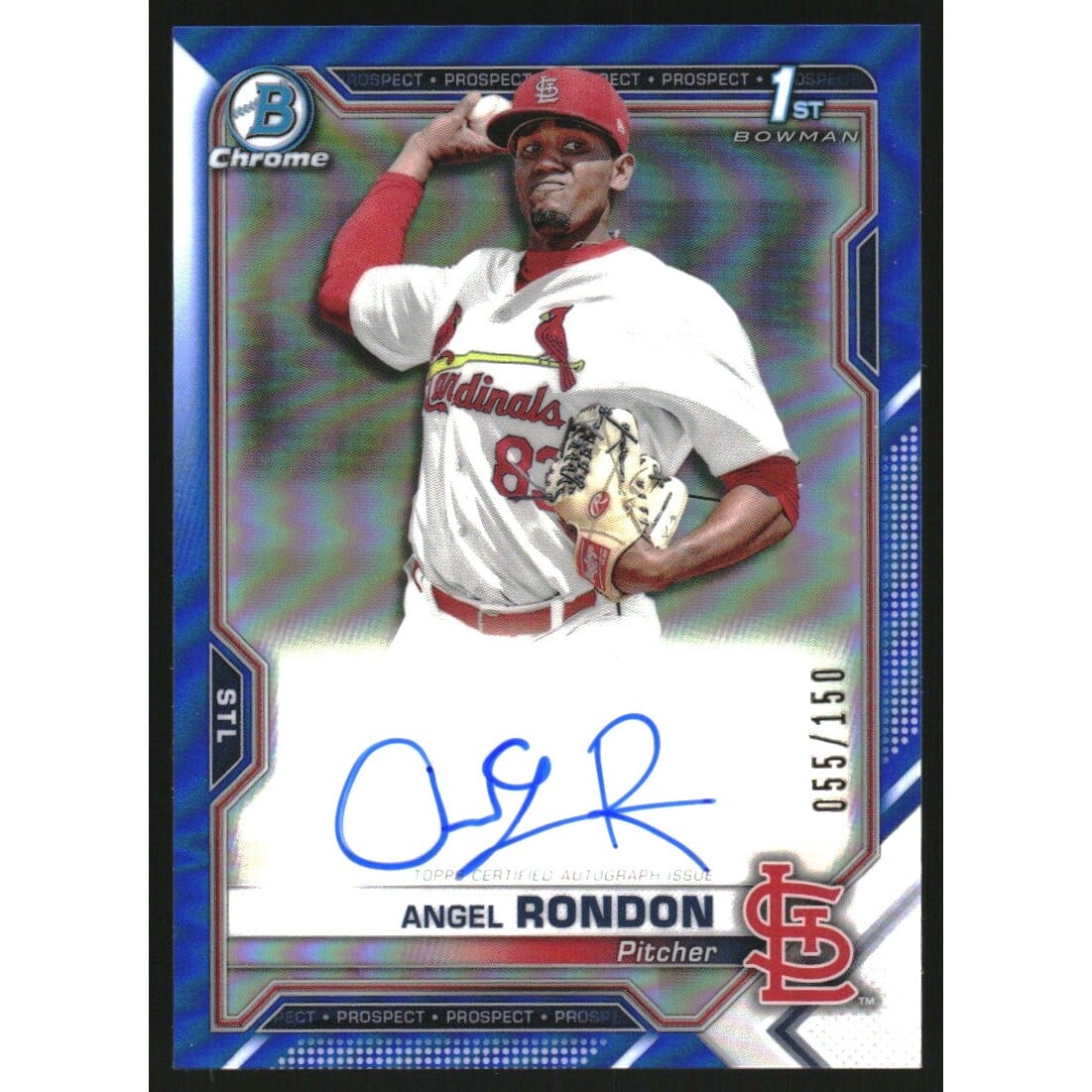 2021 Bowman Chrome Prospect Autographs Blue Refractors #CPAARO Angel Rondon. rookie card picture