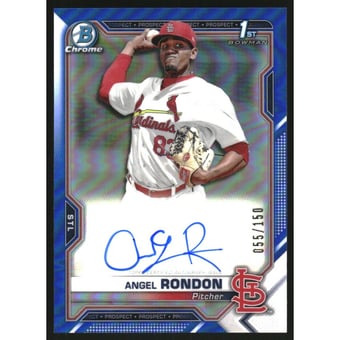 2021 Bowman Chrome Prospect Autographs Blue Refractors #CPAARO Angel Rondon