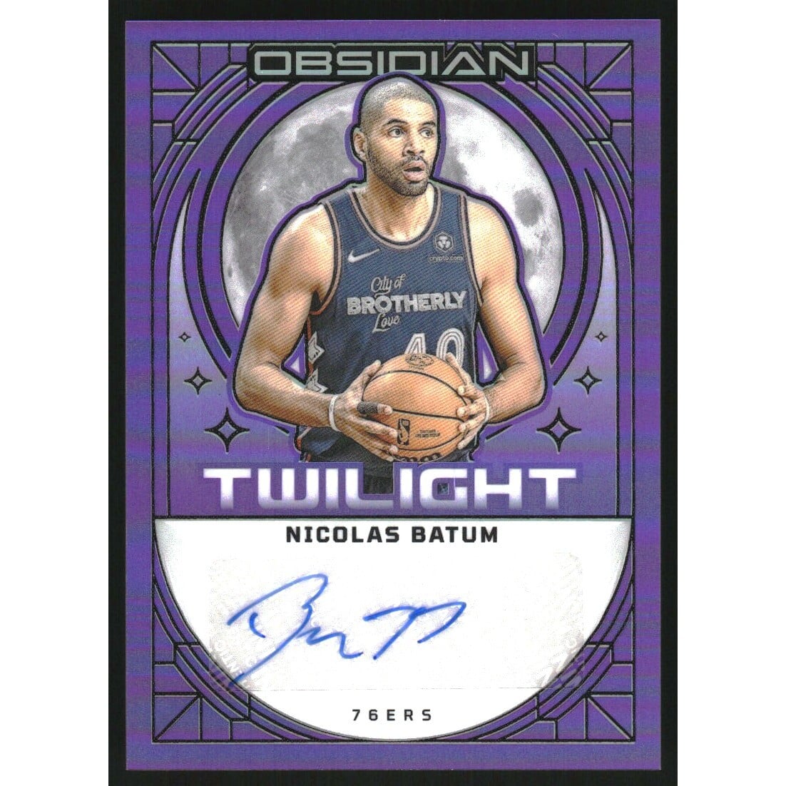 2023-24 Panini Obsidian Twilight Signatures Electric Etch Purple Flood #2 Nicolas Batum. rookie card picture