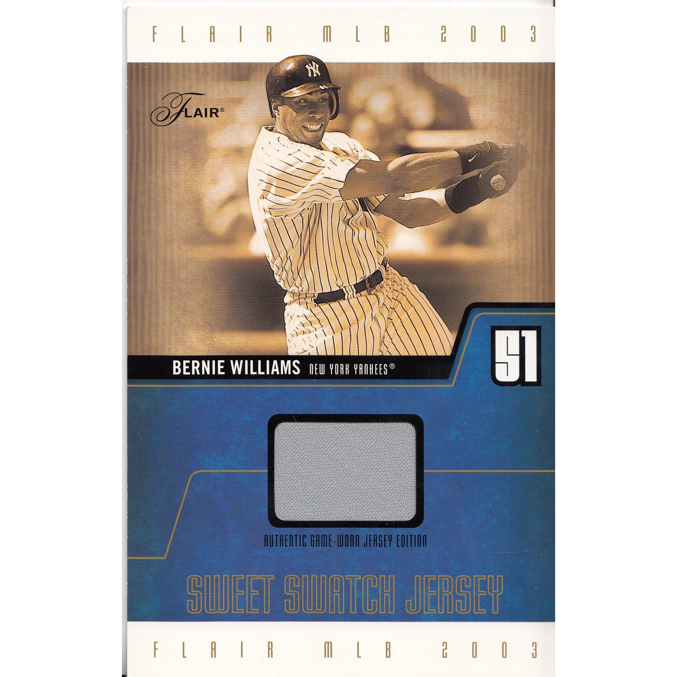 2003 Flair Sweet Swatch Jersey Jumbo #BWSSJ Bernie Williams/1420
