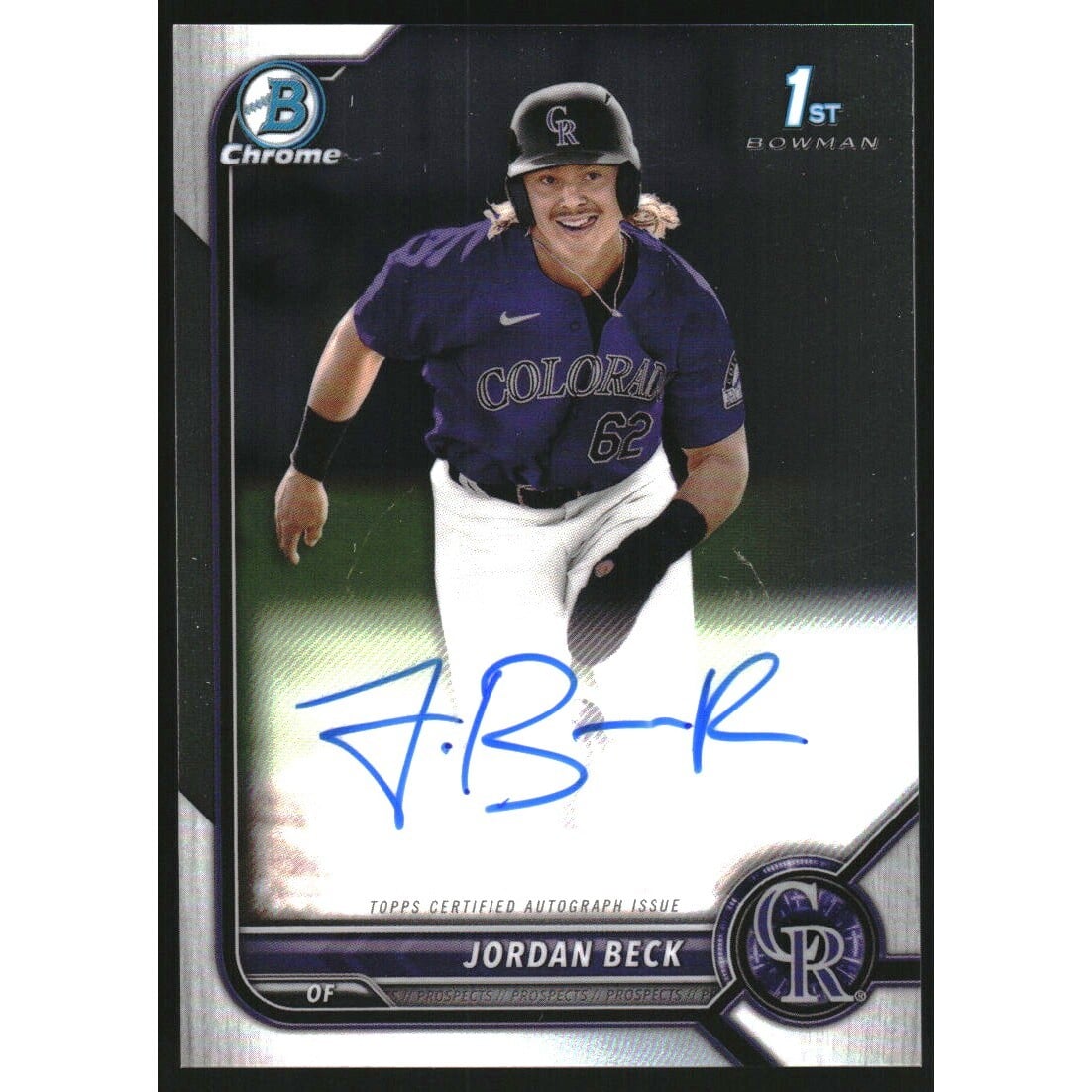 2022 Bowman Chrome Draft Autographs #CDAJBE Jordan Beck. rookie card picture
