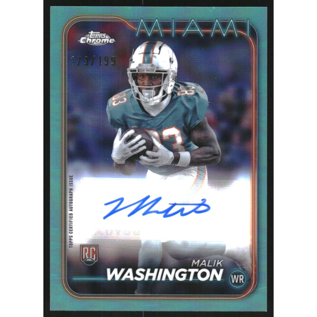 2024 Topps Chrome Rookie Autographs Aqua Refractors #RAMWA Malik Washington. rookie card picture