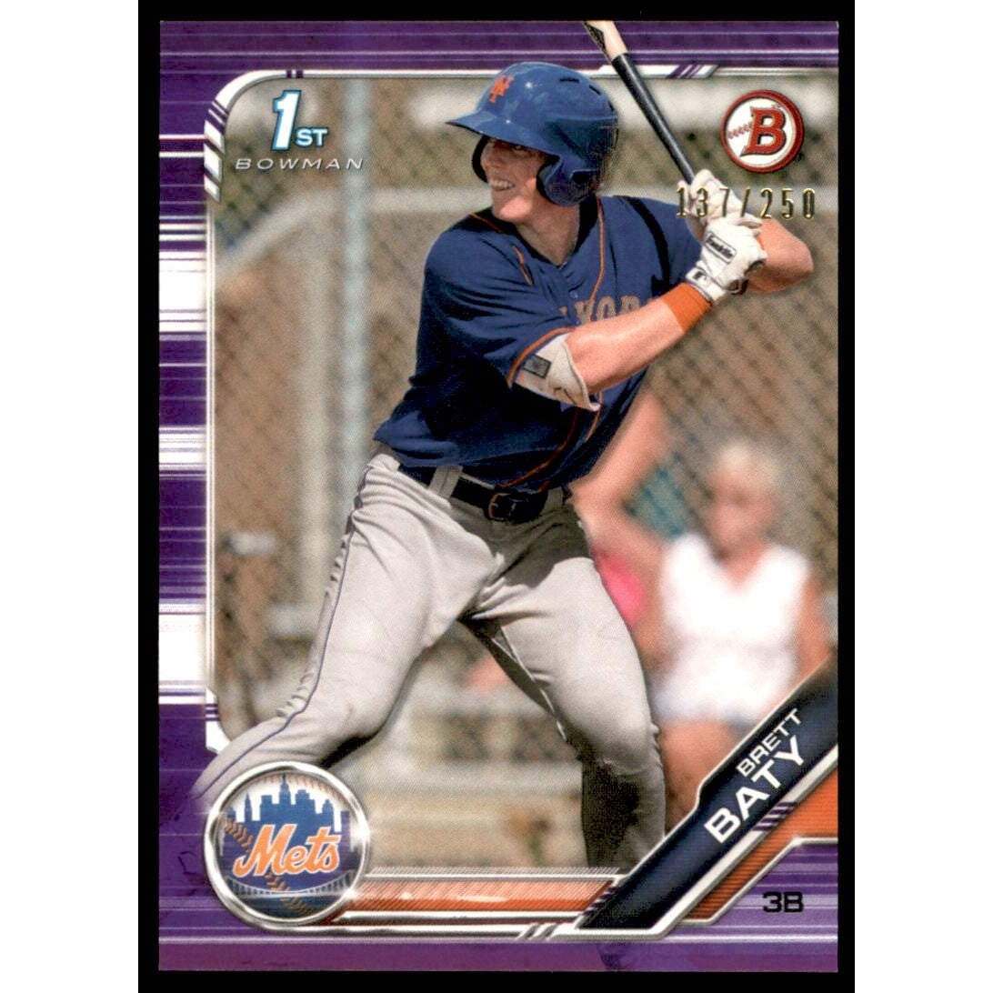 2019 Bowman Draft Purple #BD39 Brett Baty. rookie card picture