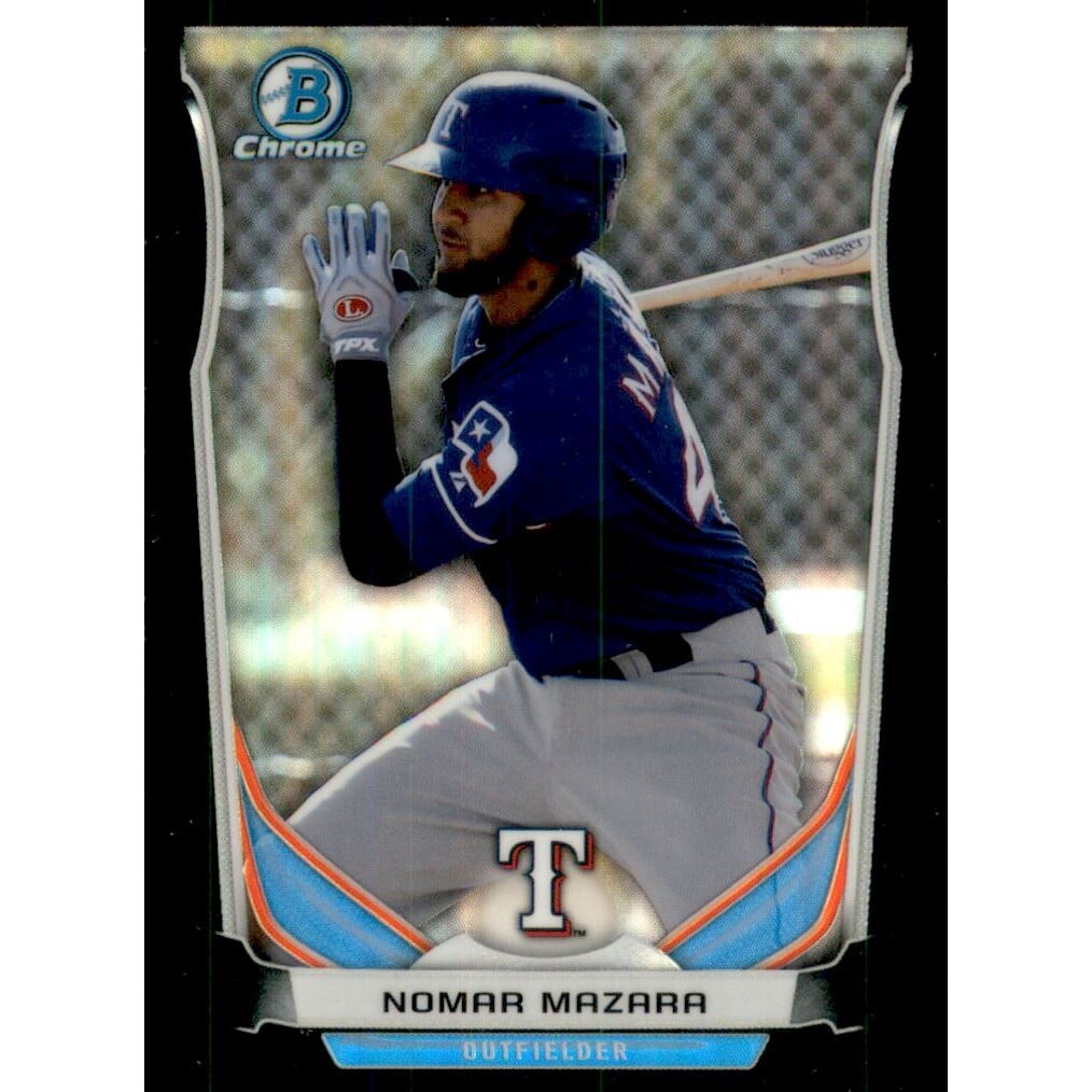 2014 Bowman Chrome Draft Top Prospects Black Refractors #CTP90 Nomar Mazara. rookie card picture