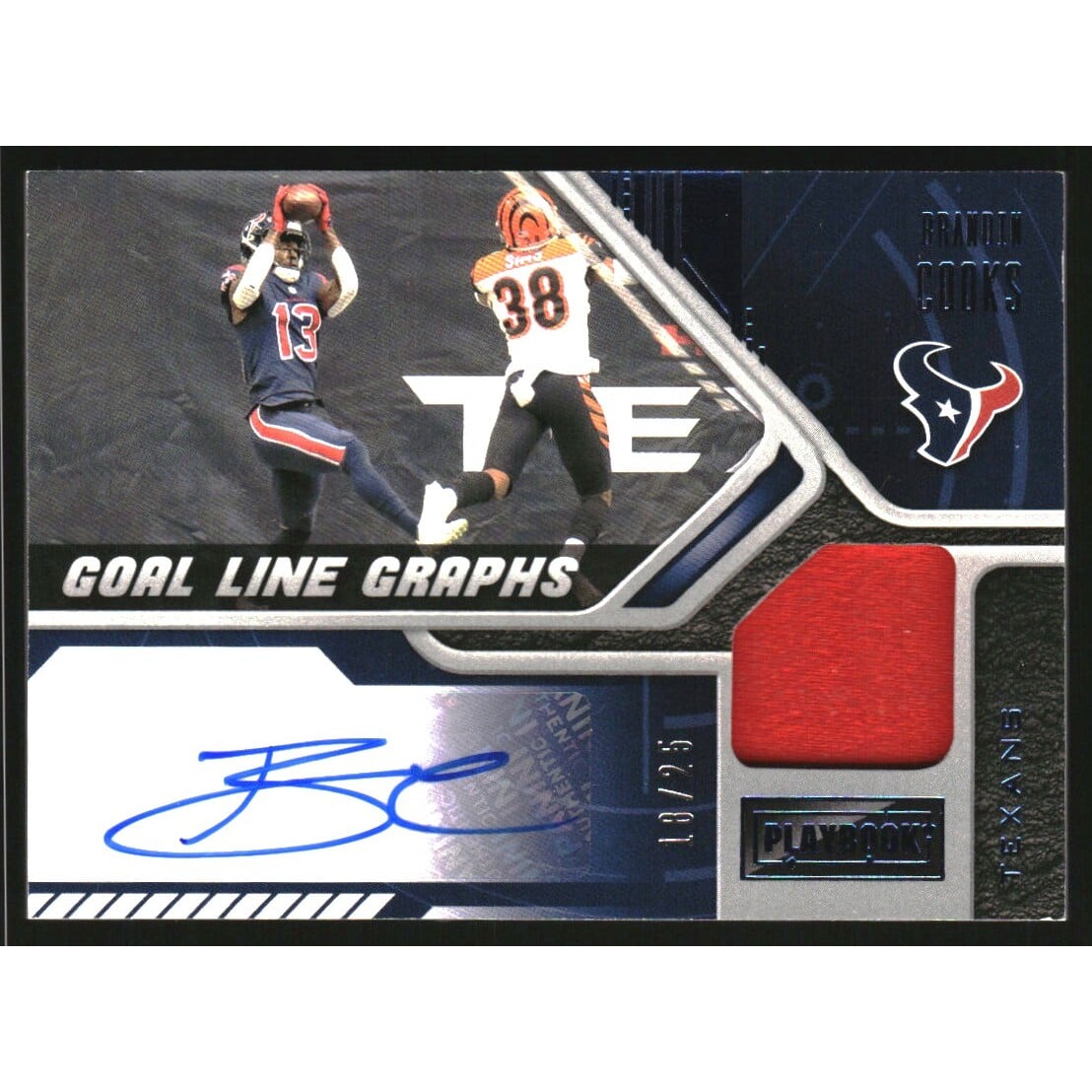 2021 Panini Playbook Goal Line Graphs Jersey Autographs Platinum #6 Brandin Cooks/25. rookie card picture
