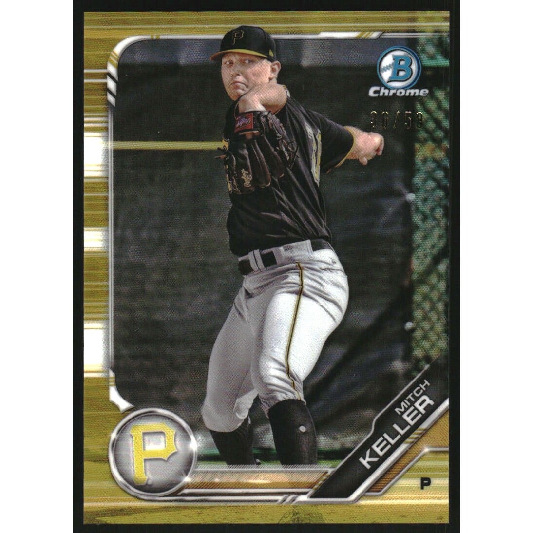 2019 Bowman Chrome Prospects Gold Refractors #BCP133 Mitch Keller. rookie card picture