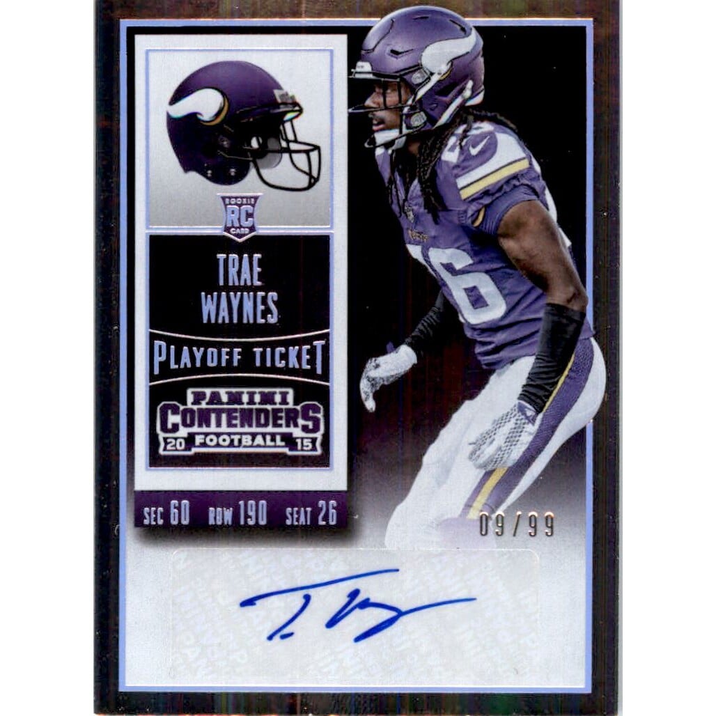 2015 Panini Contenders Playoff Ticket #105 Trae Waynes AU/99. rookie card picture