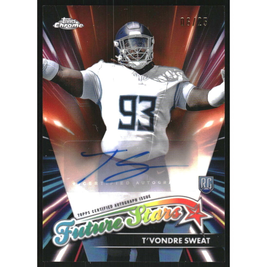 2024 Topps Chrome Future Stars Autographs Orange Refractors #FSATS T'Vondre Sweat. rookie card picture