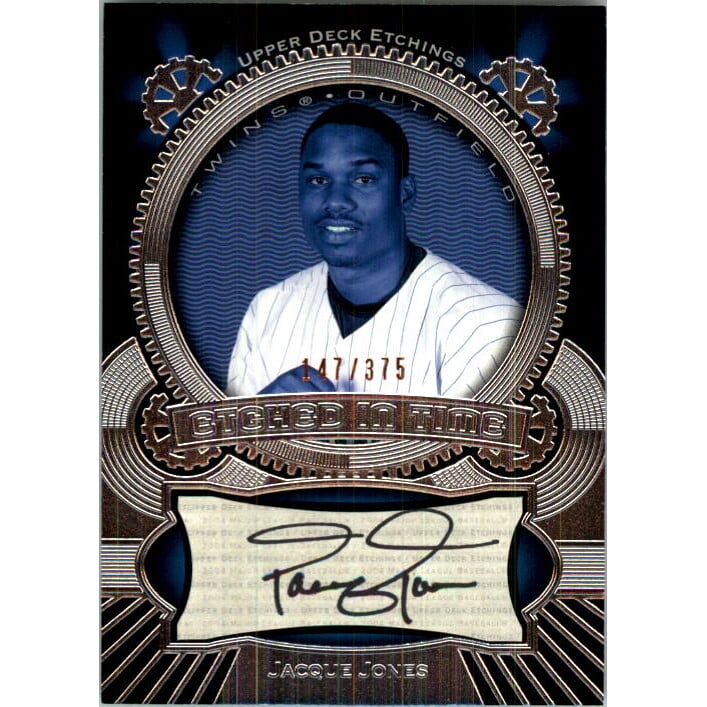 2004 Upper Deck Etchings Etched in Time Autograph Black #JJ Jacque Jones/375. rookie card picture