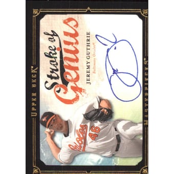 2008 UD Masterpieces Stroke of Genius Signatures #JG Jeremy Guthrie
