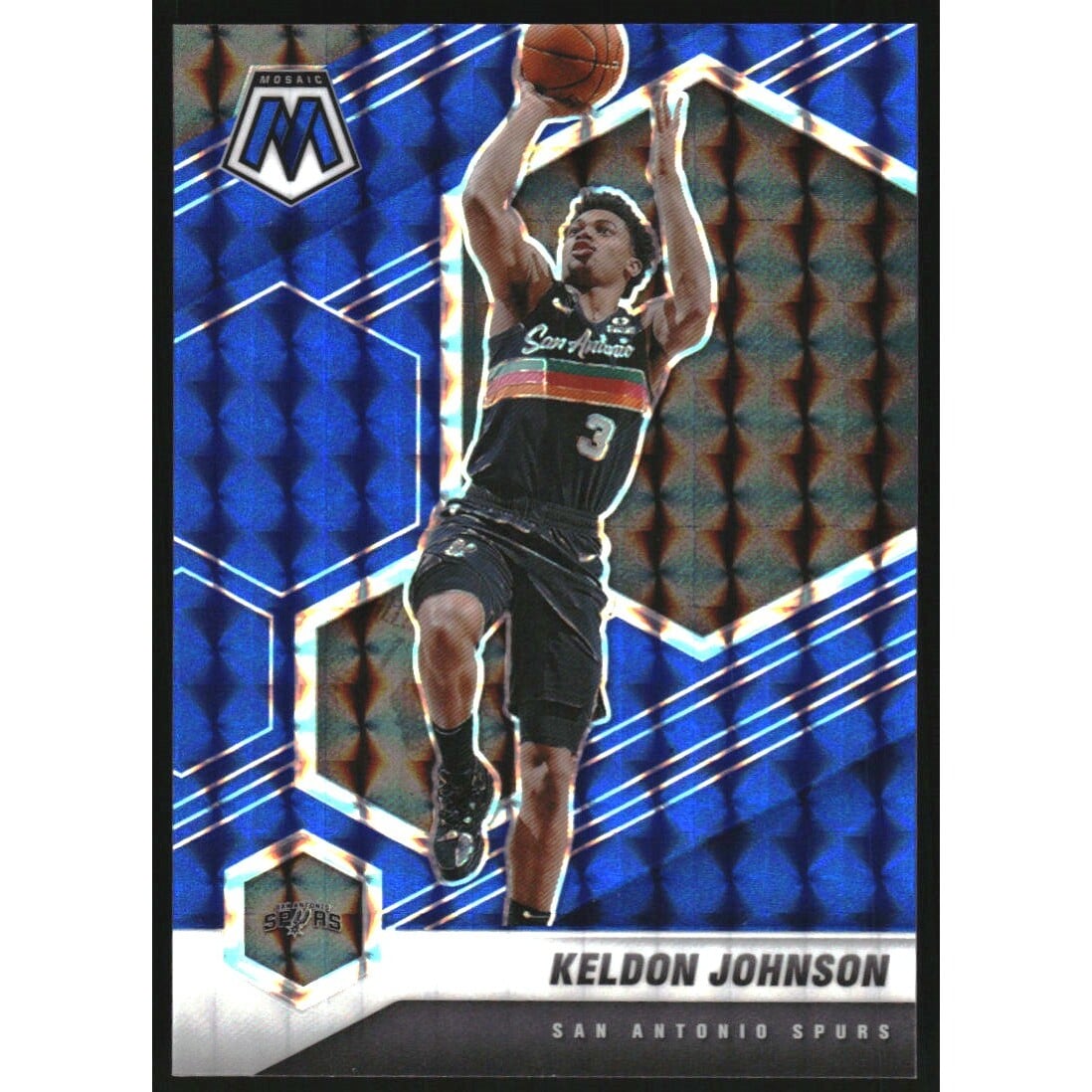 2020-21 Panini Mosaic Mosaic Blue #136 Keldon Johnson. rookie card picture